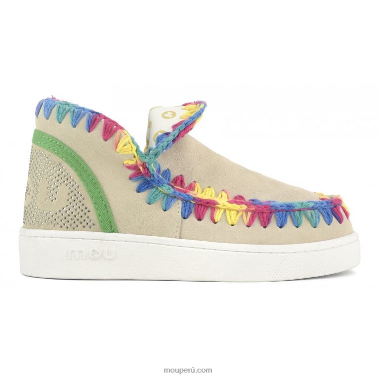 zapatilla eskimo de verano con costuras de colores mezclados mujer 8DRXZ41 tiza Mou
