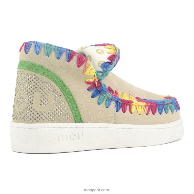 zapatilla eskimo de verano con costuras de colores mezclados mujer 8DRXZ41 tiza Mou