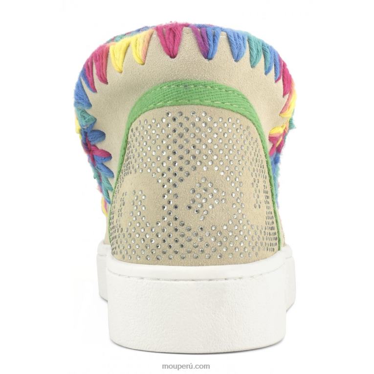 zapatilla eskimo de verano con costuras de colores mezclados mujer 8DRXZ41 tiza Mou
