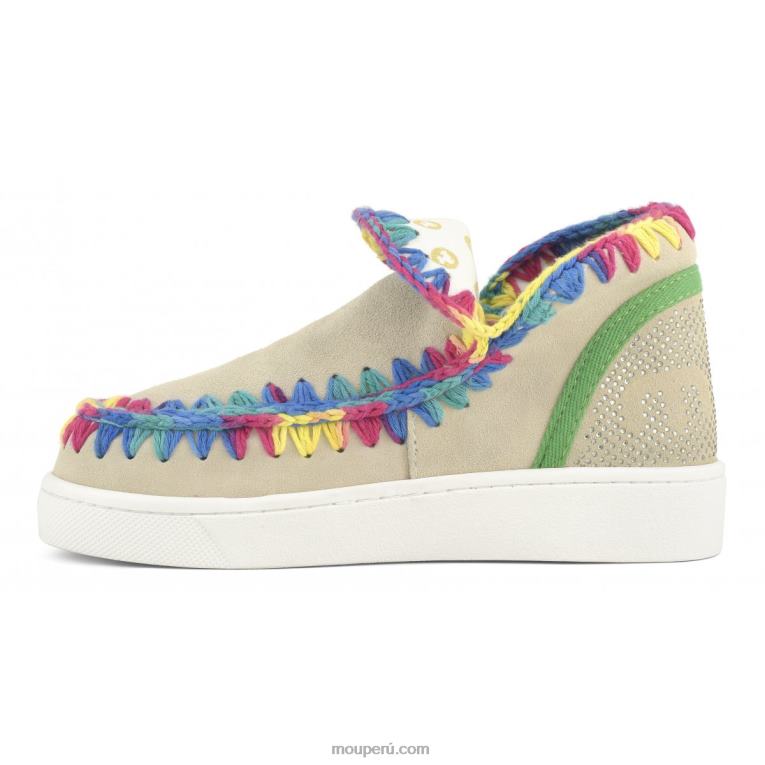 zapatilla eskimo de verano con costuras de colores mezclados mujer 8DRXZ41 tiza Mou