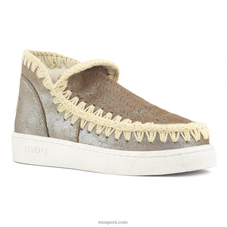 zapatilla eskimo de verano con micropurpurina mujer 8DRXZ12 marrón rosado con micropurpurina Mou