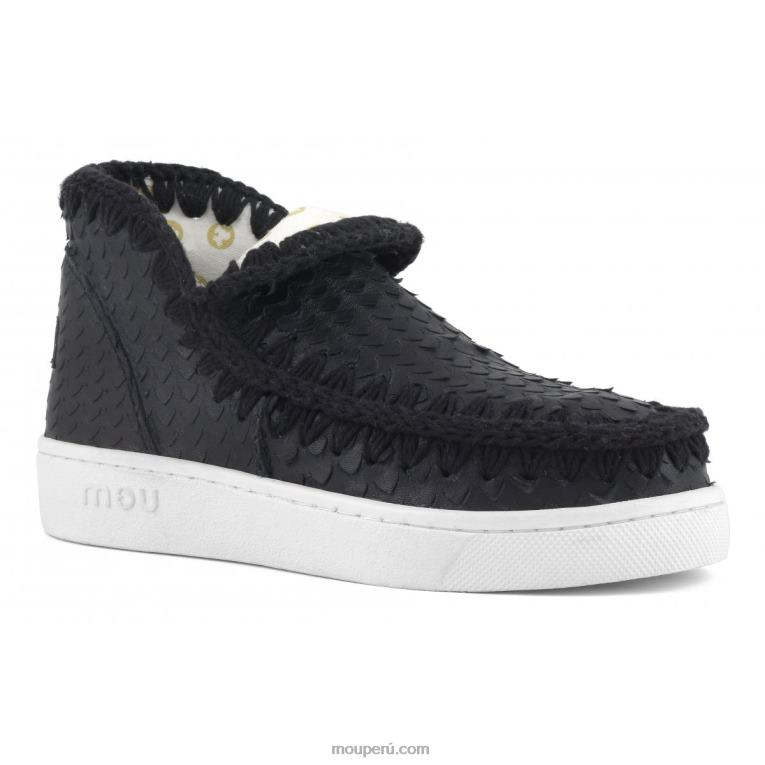 zapatilla esquimal de verano de piel mujer 8DRXZ13 escamas cortes negro Mou