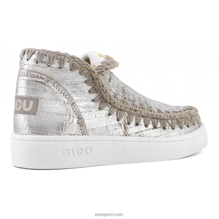 zapatilla esquimal de verano de piel mujer 8DRXZ15 corta plata metalizada Mou