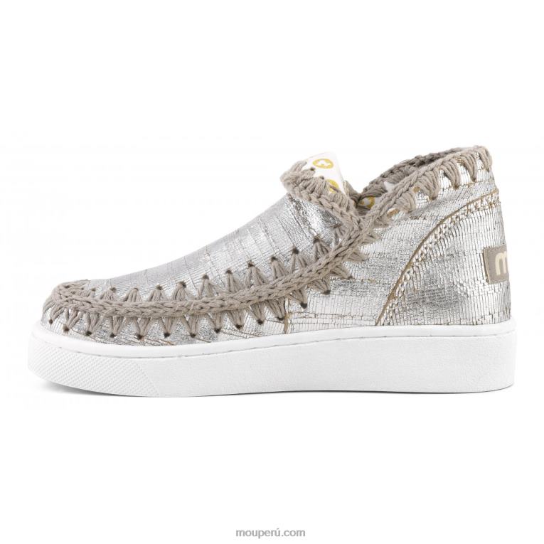 zapatilla esquimal de verano de piel mujer 8DRXZ15 corta plata metalizada Mou