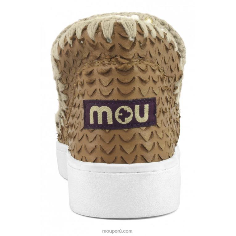 zapatilla esquimal de verano de piel mujer 8DRXZ17 cuero con escamas/cortes coñac Mou