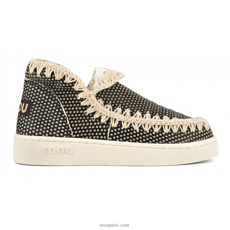 zapatilla esquimal de verano de piel mujer 8DRXZ19 blanco negro Mou