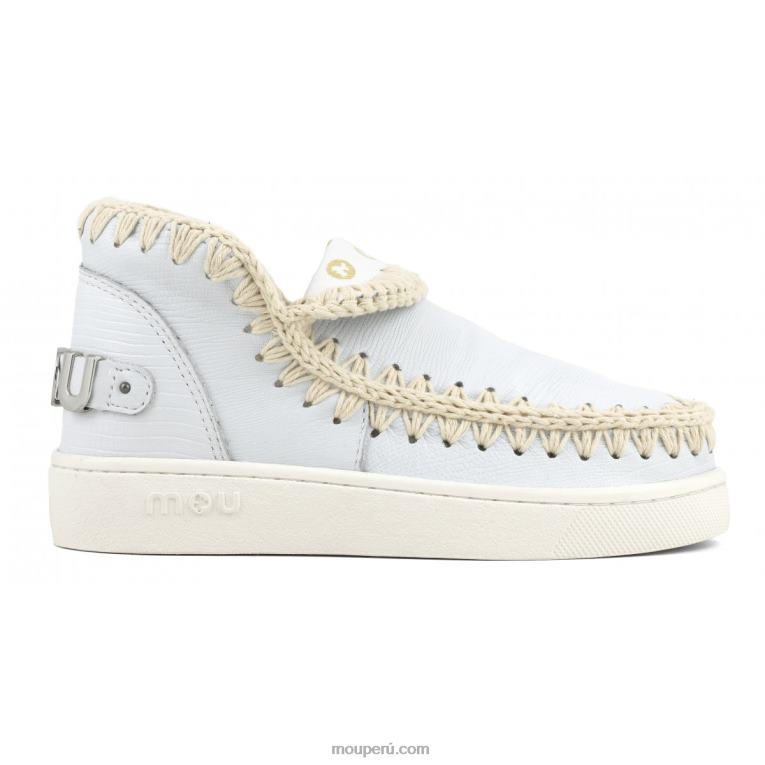 zapatilla esquimal de verano de piel mujer 8DRXZ54 lagarto blanco Mou