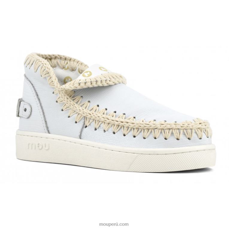 zapatilla esquimal de verano de piel mujer 8DRXZ54 lagarto blanco Mou