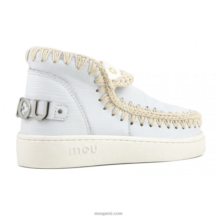 zapatilla esquimal de verano de piel mujer 8DRXZ54 lagarto blanco Mou