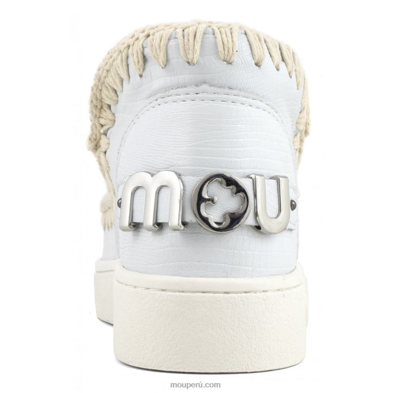 zapatilla esquimal de verano de piel mujer 8DRXZ54 lagarto blanco Mou