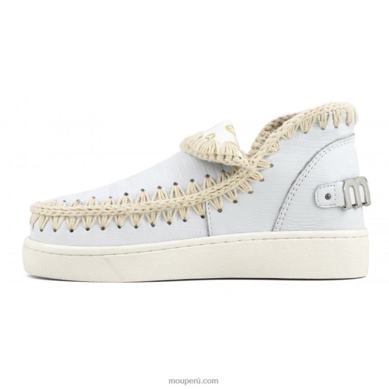 zapatilla esquimal de verano de piel mujer 8DRXZ54 lagarto blanco Mou