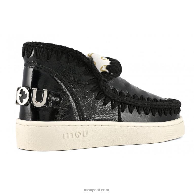 zapatilla esquimal de verano de piel mujer 8DRXZ56 charol negro Mou