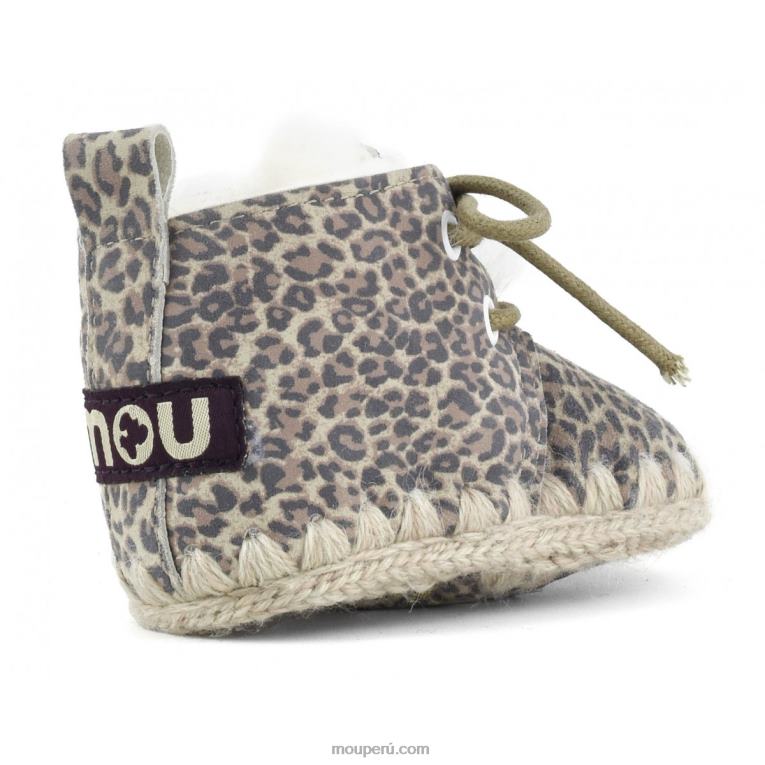 zapato infantil con cordones niños 8DRXZ823 cuero de guepardo pequeño Mou