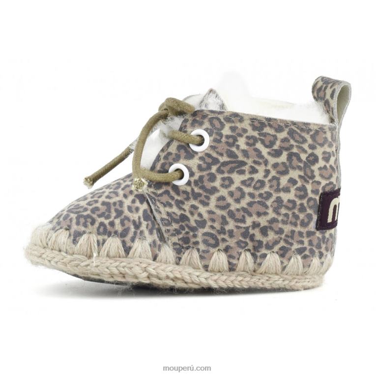 zapato infantil con cordones niños 8DRXZ823 cuero de guepardo pequeño Mou